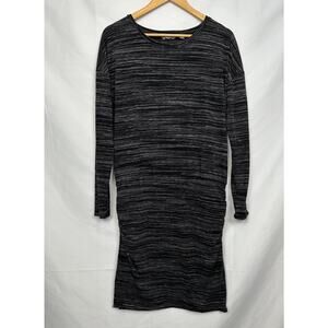 Athleta Women's Avenue Dress Gray Heather Ruched Sides Long Sleeve Size M